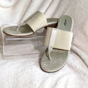 Women's East5th Cream Snakeskin pattern & soft gold low heel slip on’s | Size 10